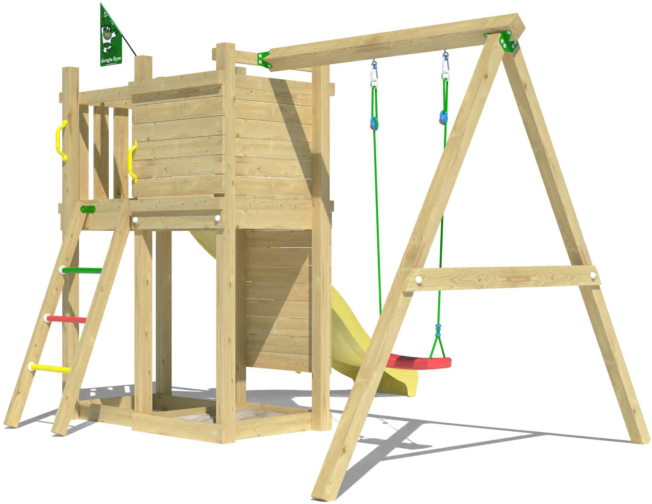 Jungle Gym Spielturm Deck, Spielanlage mit Schaukel und Rutsche mit Wasseranschluss