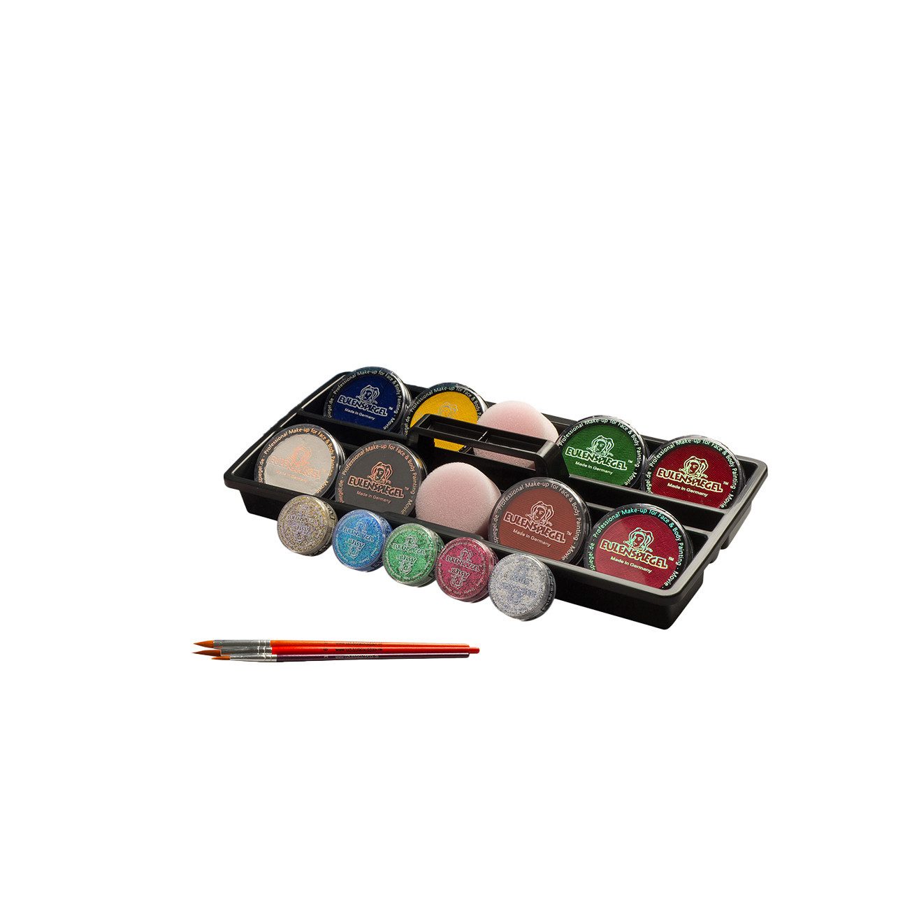 Eulenspiegel Schmink-Koffer Outdoor Schminkset Make Up – Vegan, 24 Farben, mit Zubehör, 1-tlg., Qualitätsprodukt 'Made in Germany', dermatologisch getestet