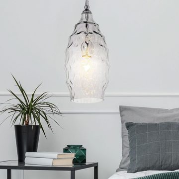 etc-shop LED Pendelleuchte, Leuchtmittel inklusive, Warmweiß, RETRO Hänge Lampe Wohn Zimmer Glas Struktur Decken Pendel Leuchte im
