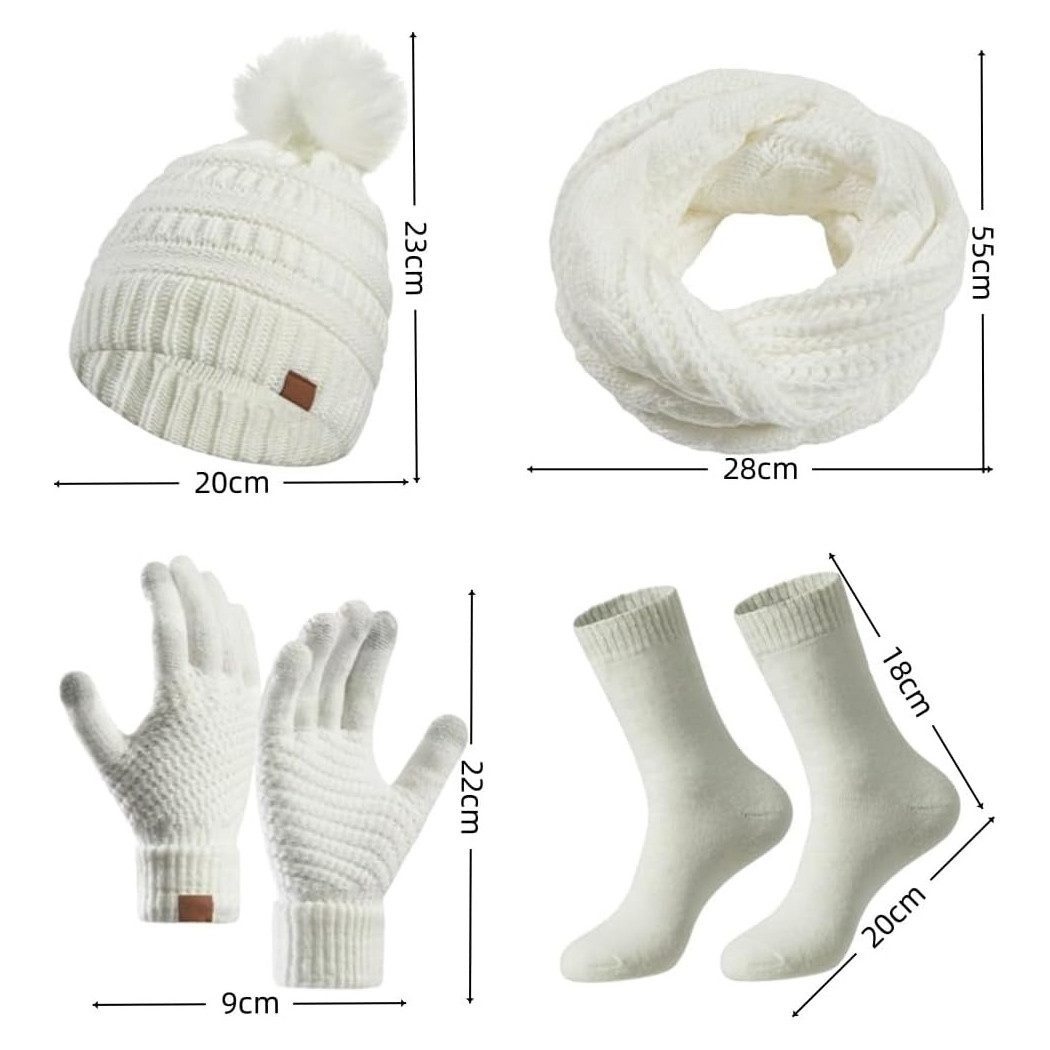 Coonoor Mütze & Schal Strickmützen-Schal-Handschuhe-Socken 4-teiliges günstig online kaufen