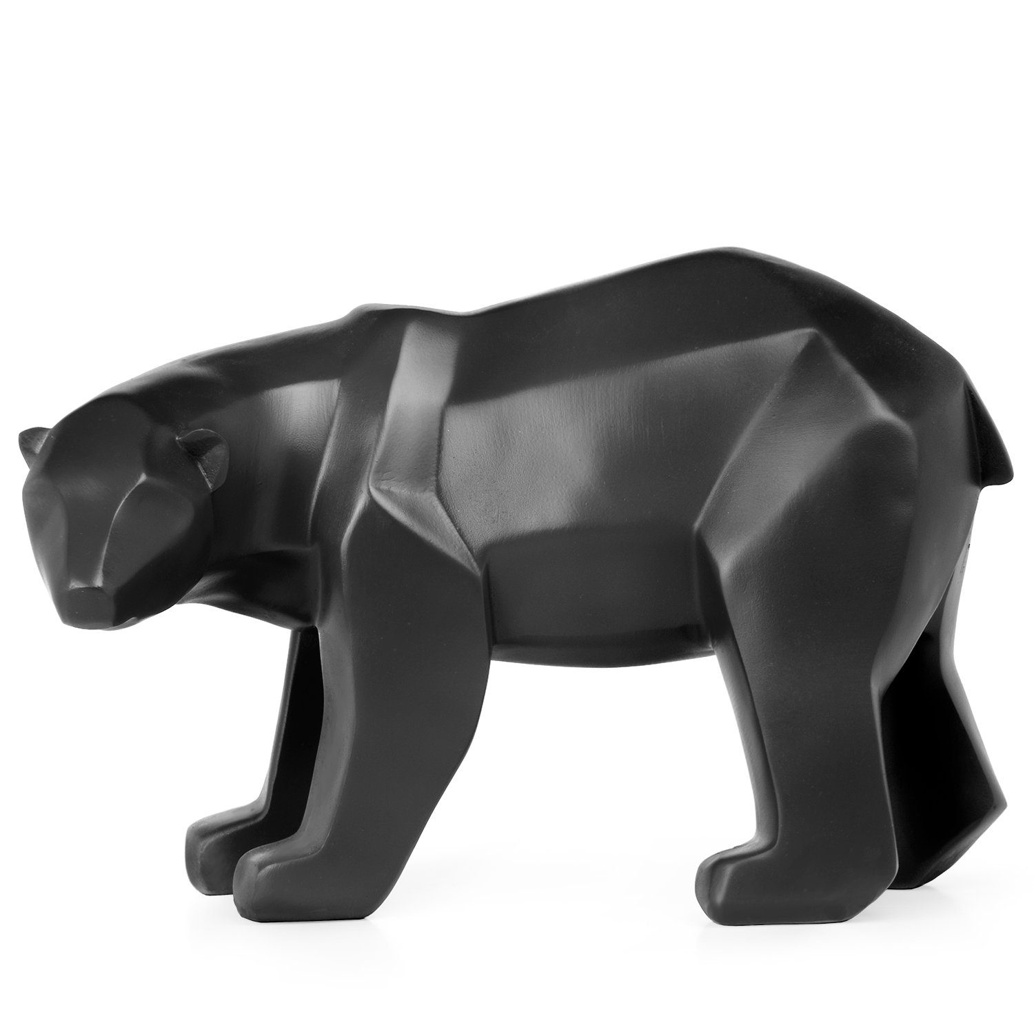 Dekofigur Geometrische Moritz Skulptur Deko Polyresin Figuren Eisbär Modern Geschenk schwarz, TierFigur Polygonal