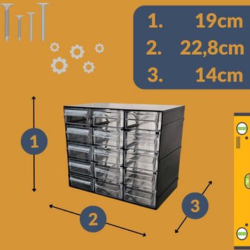 GarPet Sortimentskasten Sortimentskasten 15 Fach Schubladen Organizer Kleinteilemagazin