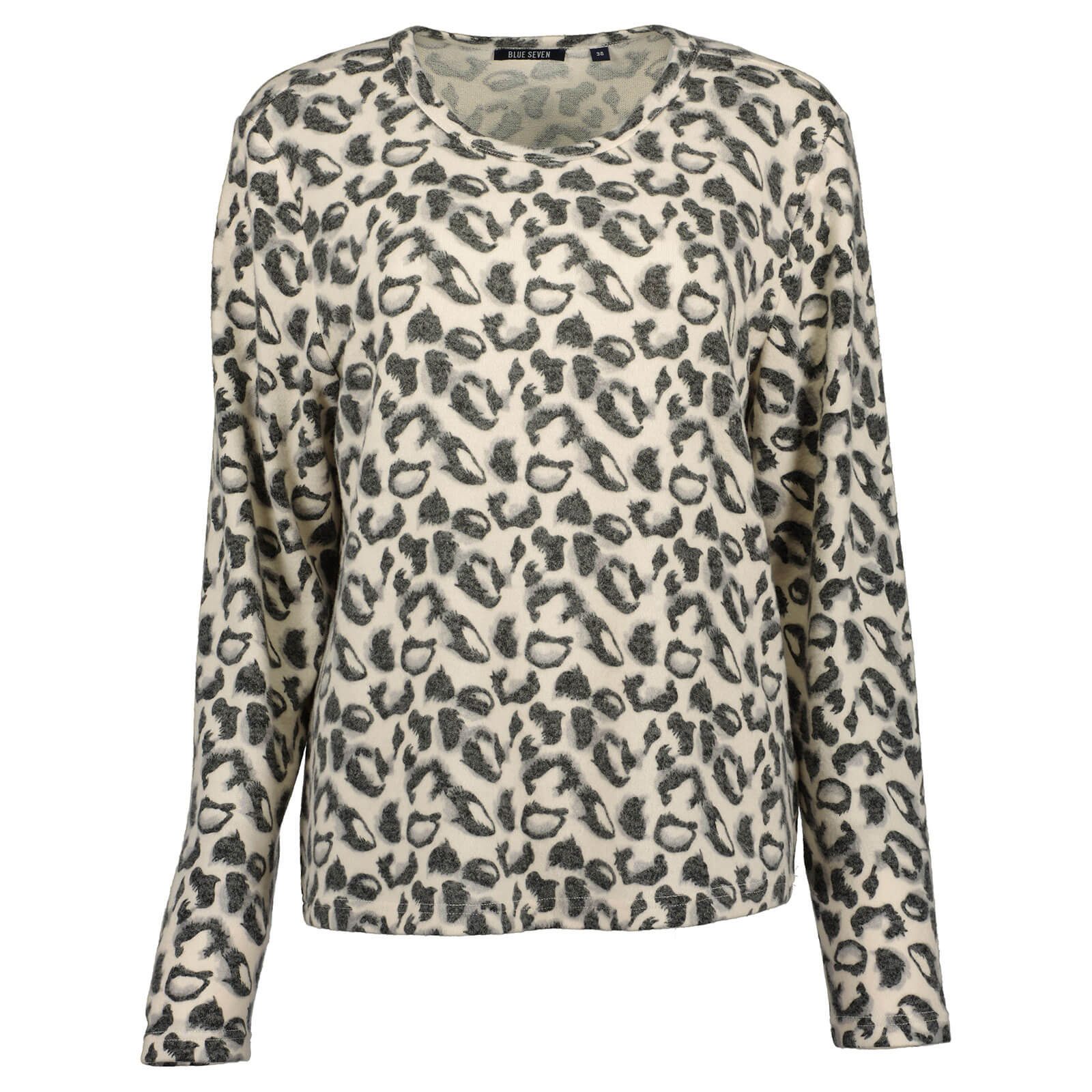 Blue Seven Langarmshirt Damen Shirt 203594 mit Leoparden-Print - Langarm-Shirt Rundhals Durchgängiges Animal-Muster, Klassischer Rundhalsausschnitt – Bild 2 von 3