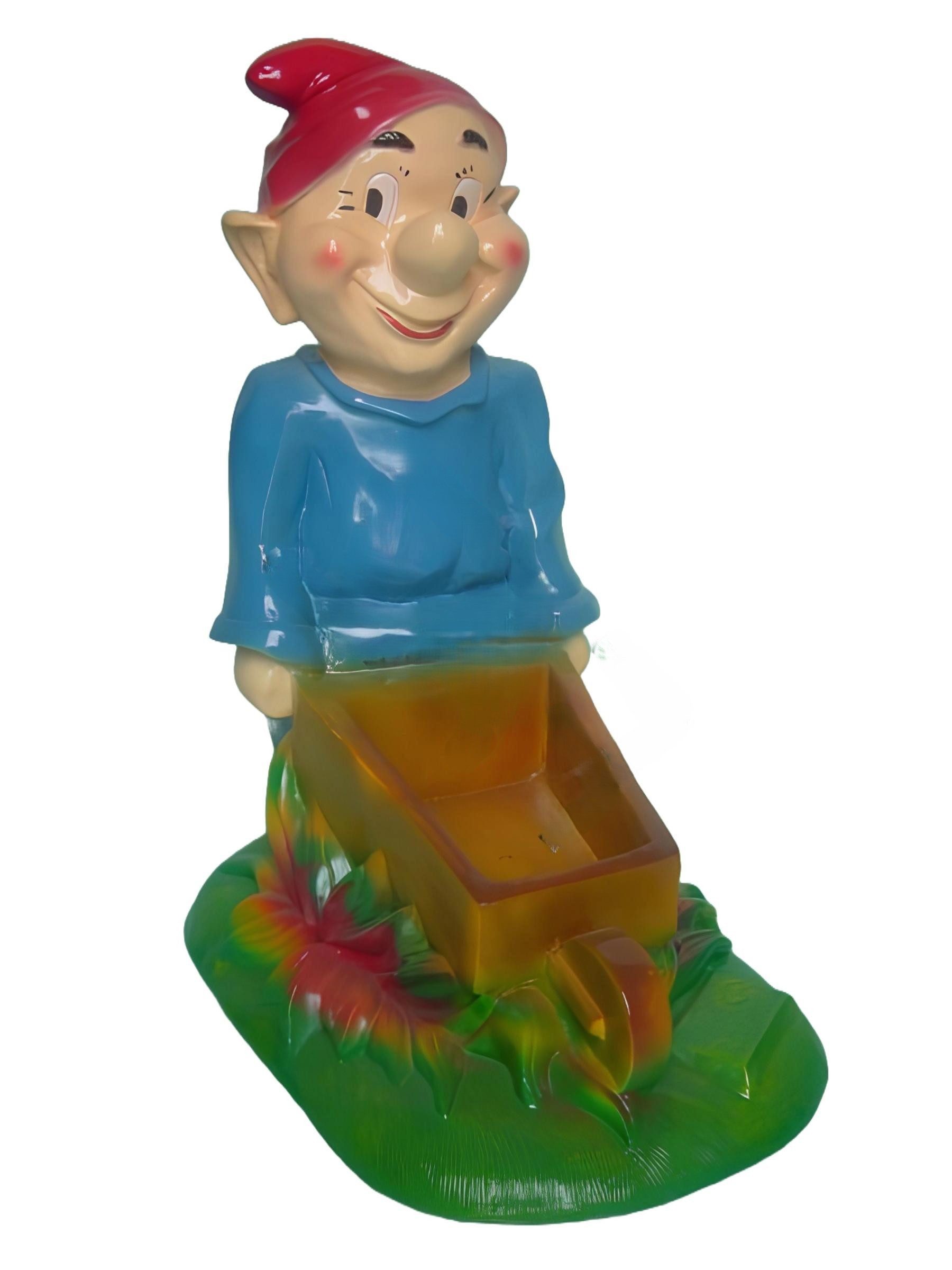 Xlmoebel Gartenzwerg Neue 43 cm große Gartenstatue einer Zwergfigur mit einer Schubkarre, (Zwerg mit Schubkarre Material : Kunststoff 43 x 36 cm Höhe), Hergestellt in Europa