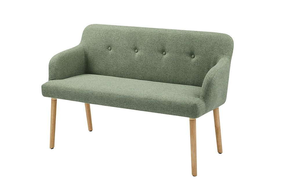 riess-ambiente Polsterbank SCANDINAVIA MEISTERSTÜCK 115cm salbei/natur - Massivholz, mit Armlehne (Einzelartikel, 1-St), Nordische Sitzbank - ideal für Esstisch, Küche oder Wohnbereich