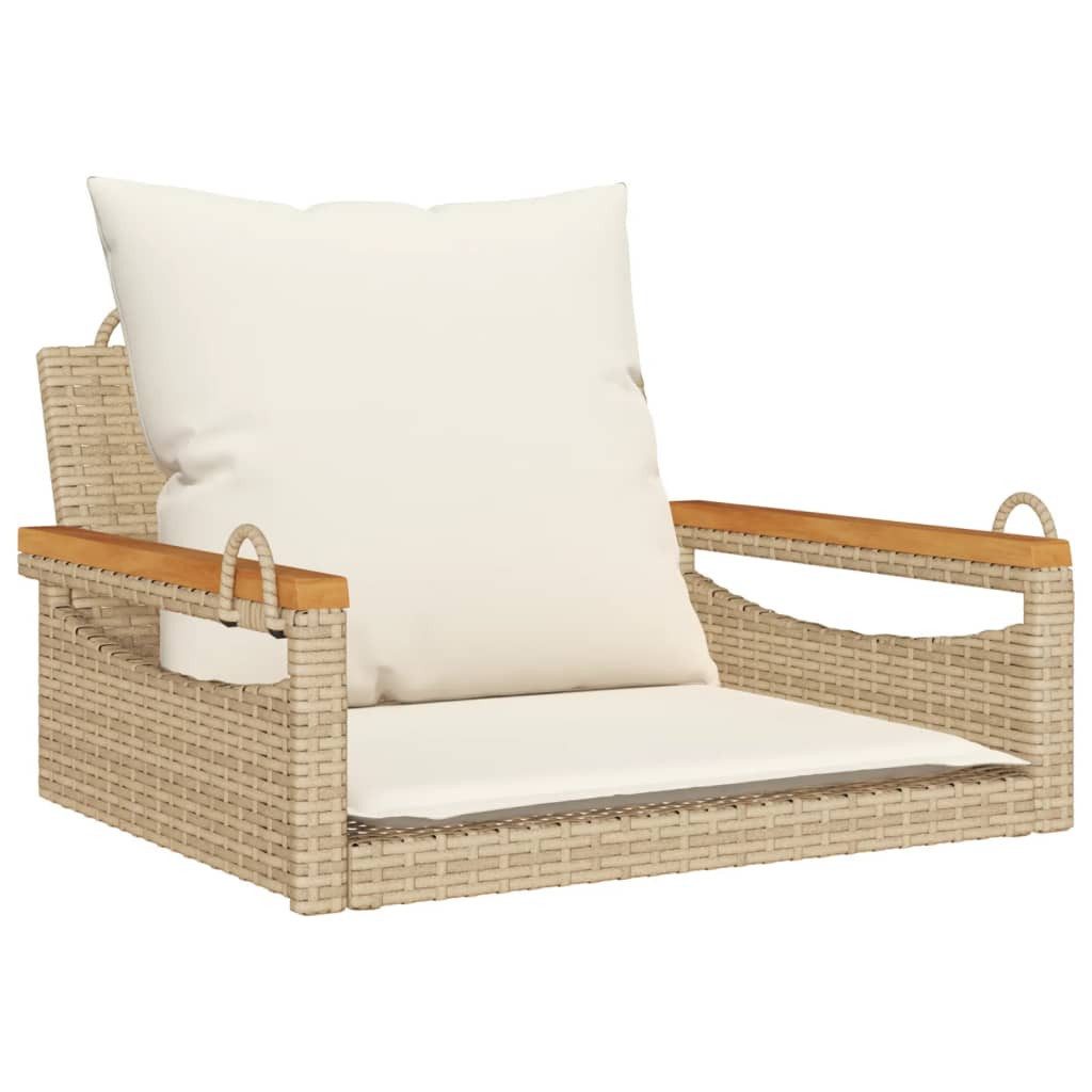 vidaXL Hollywoodschaukel 63 x 62 x 40 cm Hängesessel mit Kissen Beige 63x62x40 cm Polyrattan Au