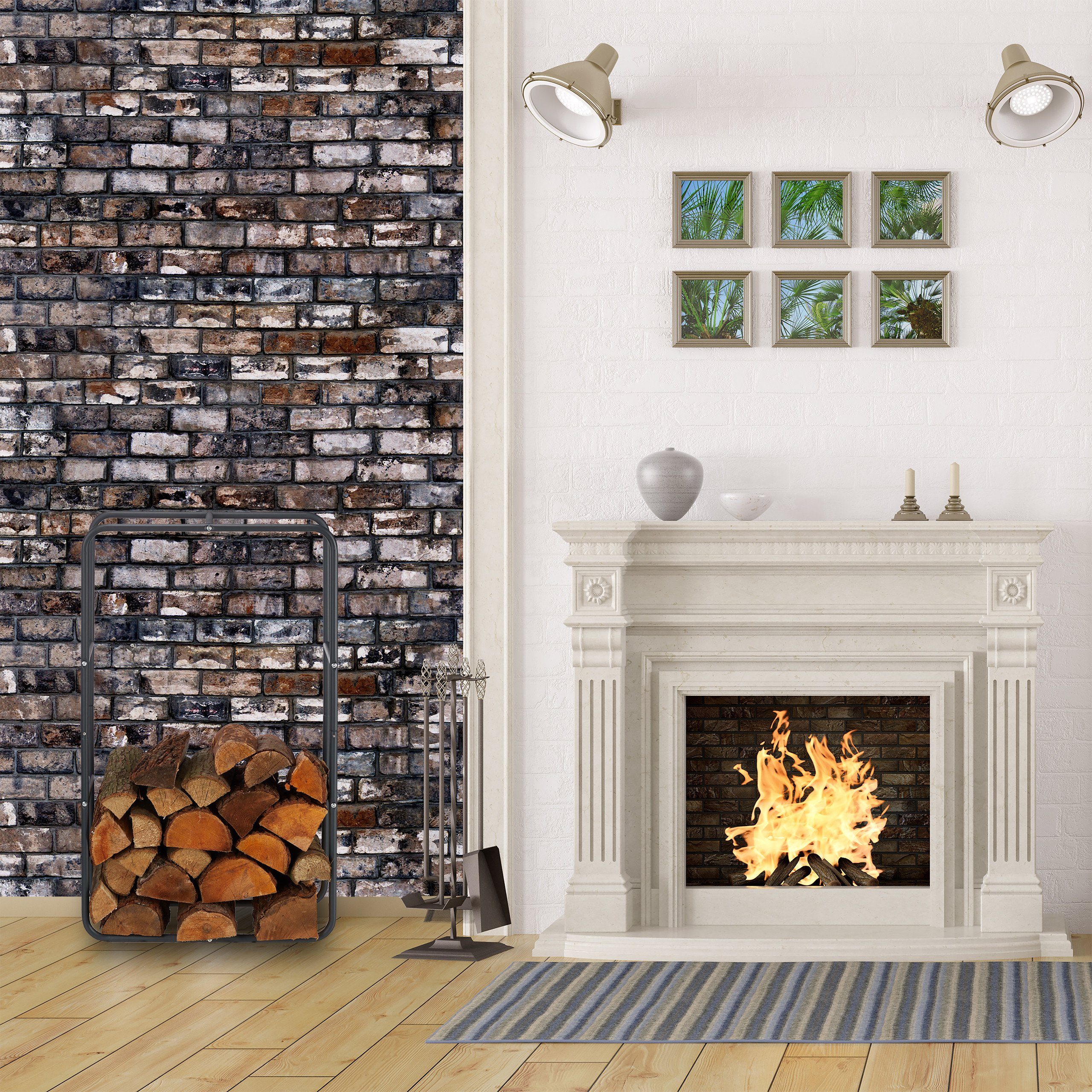 relaxdays Kaminholzregal aus Metall, BxTxH:40x25x100 cm, (1-St), 100 x 40 x 25 cm – Bild 5 von 5