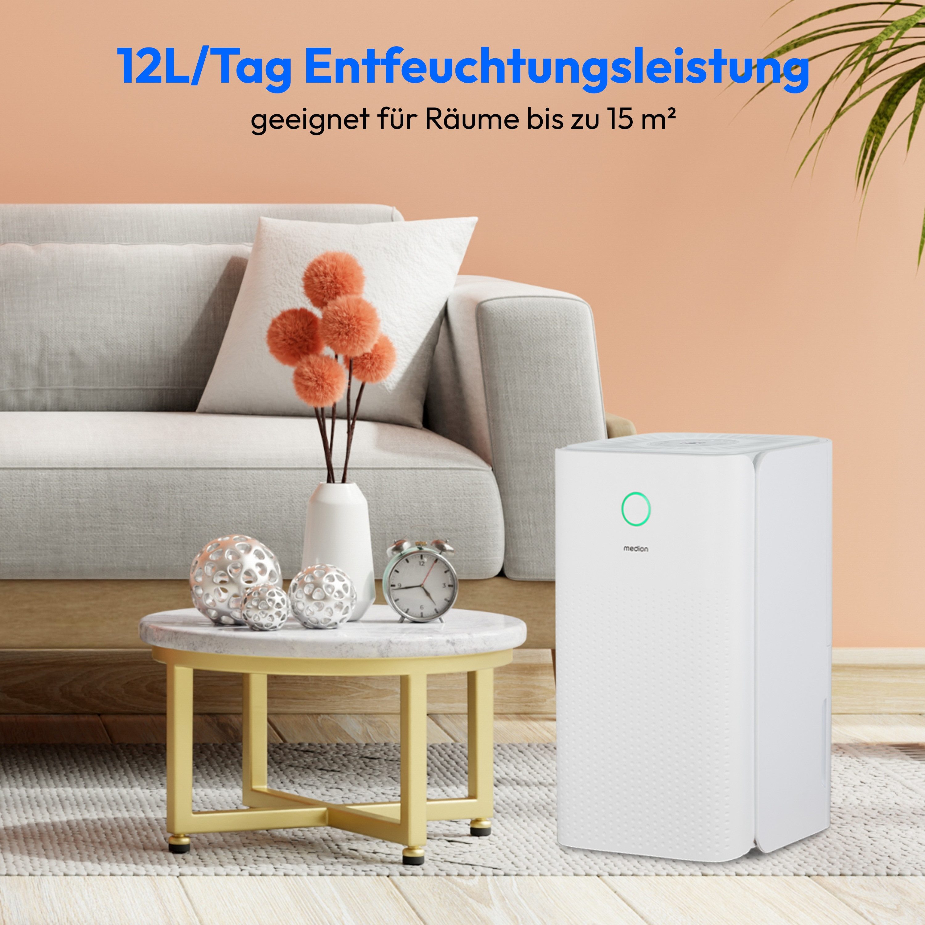Medion® Luftentfeuchter MEDION DH12 Luftentfeuchter elektrisch 12Liter/23h bis zu 15qm 38db