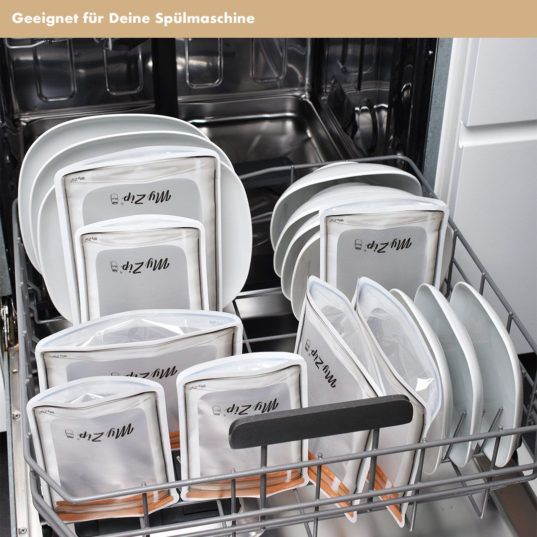 MYZIP Aufbewahrungssystem MyZip-Beutel: Hochwertige & wiederverwendbare Lebensmittelbeutel, (Spar-Set, 30-tlg., Größen: S, M, Breit, L, Lang, XL), wiederverwend – Bild 5 von 5