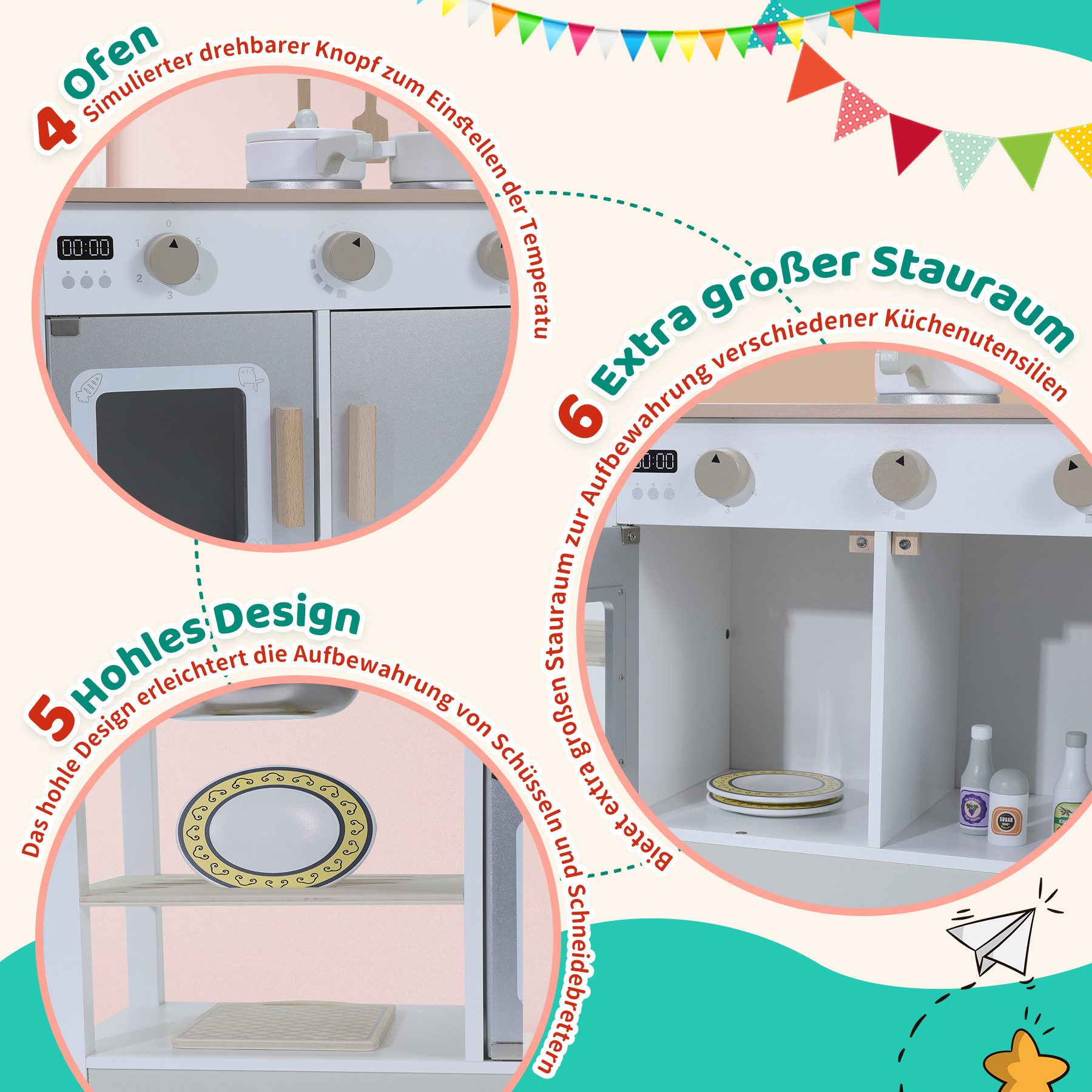 HomeMiYN Spielküche Kinderküche Holz Spielküche Spielzeug Multifunktionales günstig online kaufen