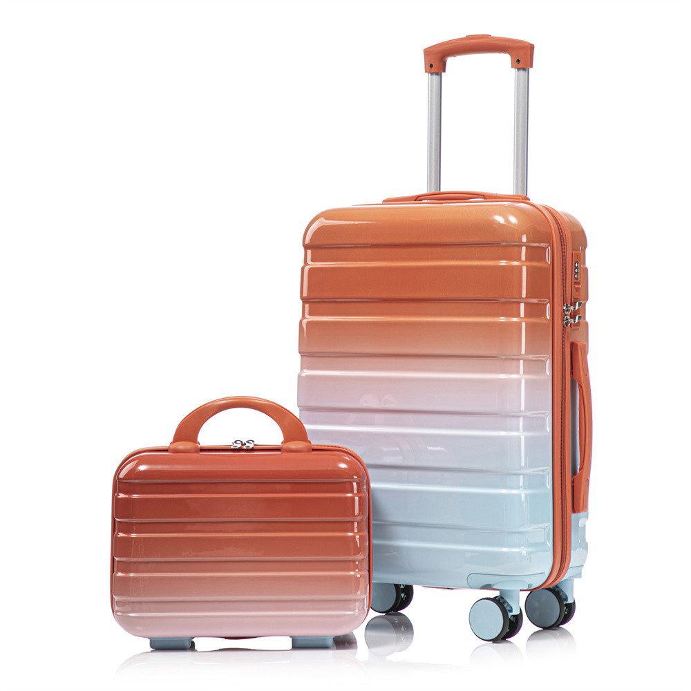 REDOM Kofferset Spinner-Kofferset, 4 Rollen, (mit Seitenhandgriffen, Schutzfüßen – Integriertes Zahlenschloss & 14" Kosmetiktasche, 2 tlg)