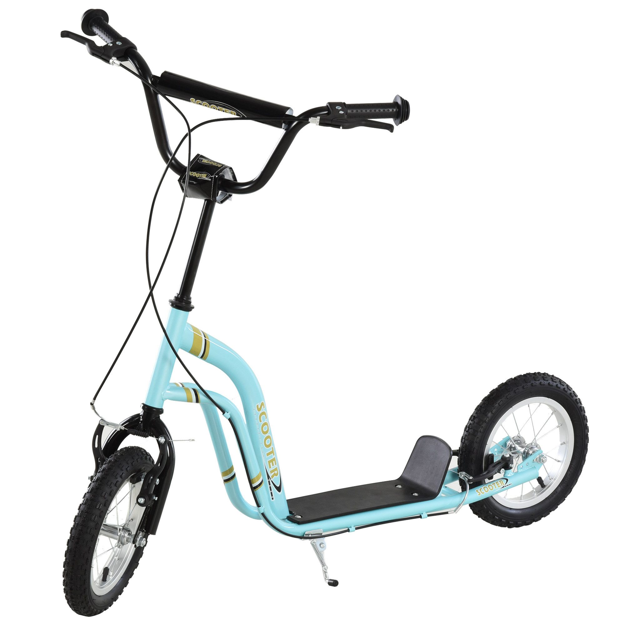 HOMCOM Scooter Kinderroller Tretroller mit verstellbarem Lenker, großen Rädern, 0 km/h, (Kinderroller, 1 tlg., Kinderscooter), für Jungen und Mädchen ab 5 Jahre, Cityroller Hellblau