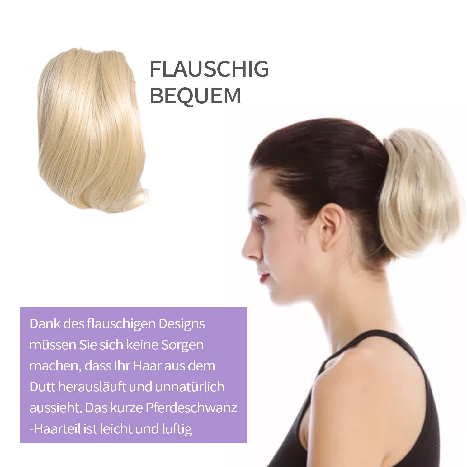 Refttenw Kunsthaarperücke Haarteil Hair Extensions kurzes Pferdeschwanz-Brötchen, 15cm Synthetische Haarteile mit Kamm