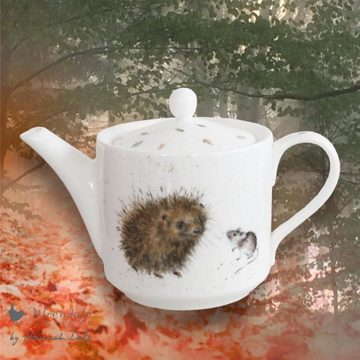 Wrendale Teekanne Wrendale Designs Porzellan Teekanne Igel und Maus - ca. 600 ml, 0,6 l, (Stück)