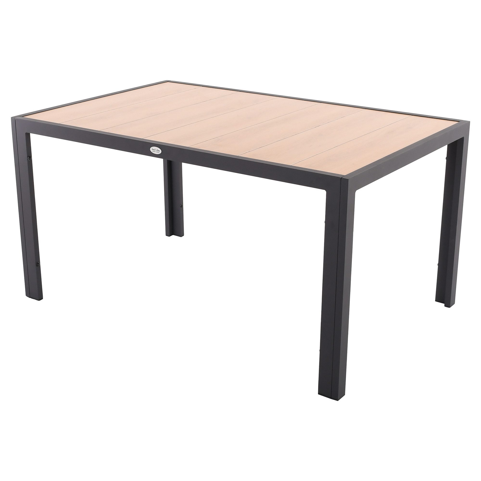 SenS-Line Gartentisch Esstisch Keramik Holzoptik mit Alugestell 147 × 95 cm, Pronto, pflegeleicht, wetterfest
