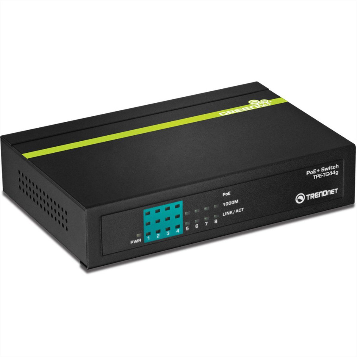 Trendnet TPE-TG44g 8-Port PoE Switch GREENnet Gigabit 4 PoE, 4 Non-PoE Netzwerk-Switch