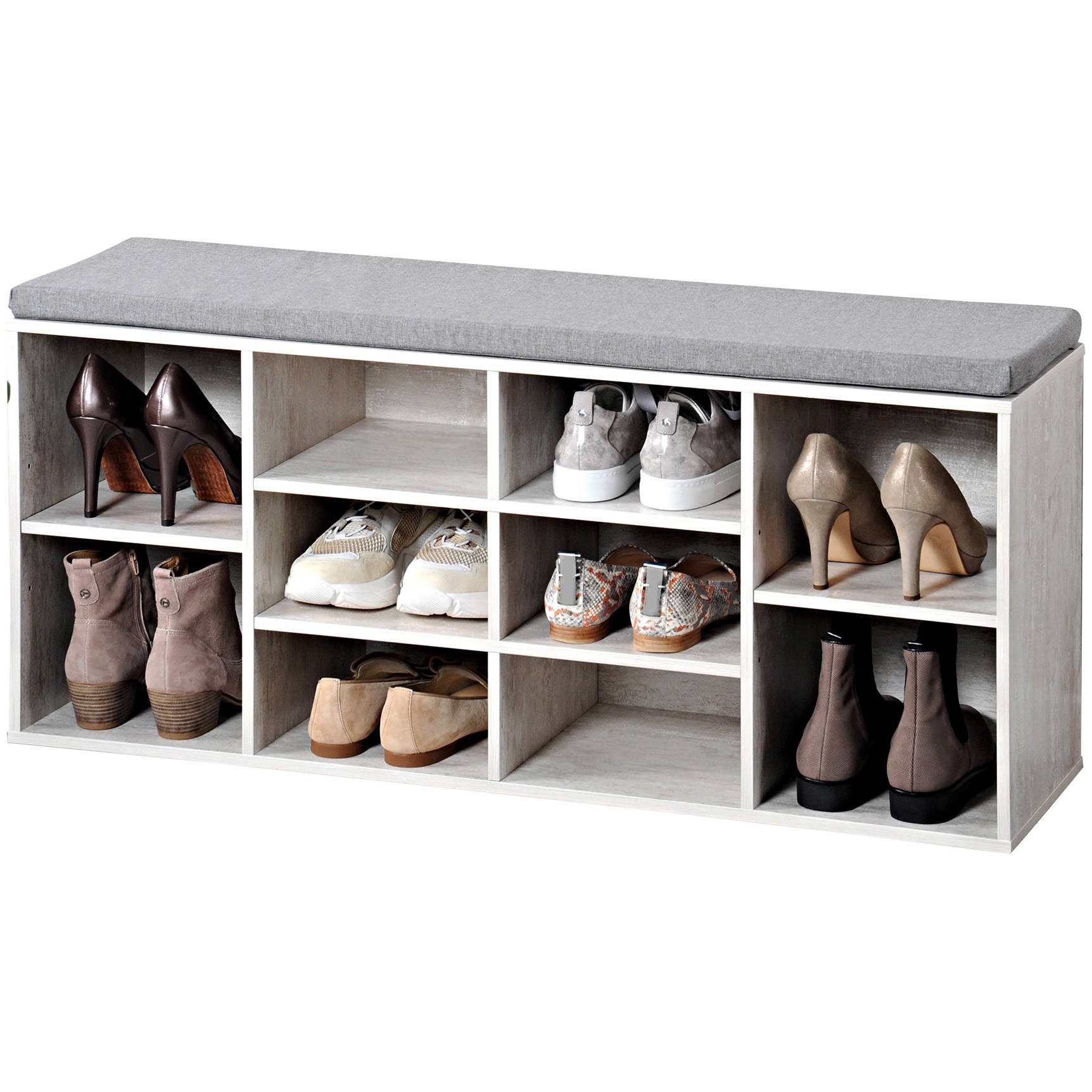 Kesper Schuhregal Schuhregal mit Sitzbank, gebleichtes Holz, KESPER