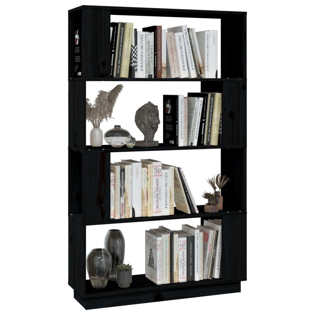 furnicato Bücherregal Bücherregal/Raumteiler Massivholz Schwarz 80x25x132 cm Kiefer