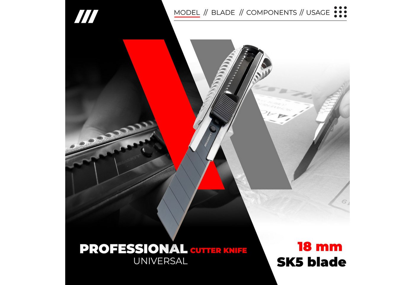 Thumbnail - HASKYY Cuttermesser Cuttermesser Universal Professional Teppichmesser SK5 Klinge Cutter Me