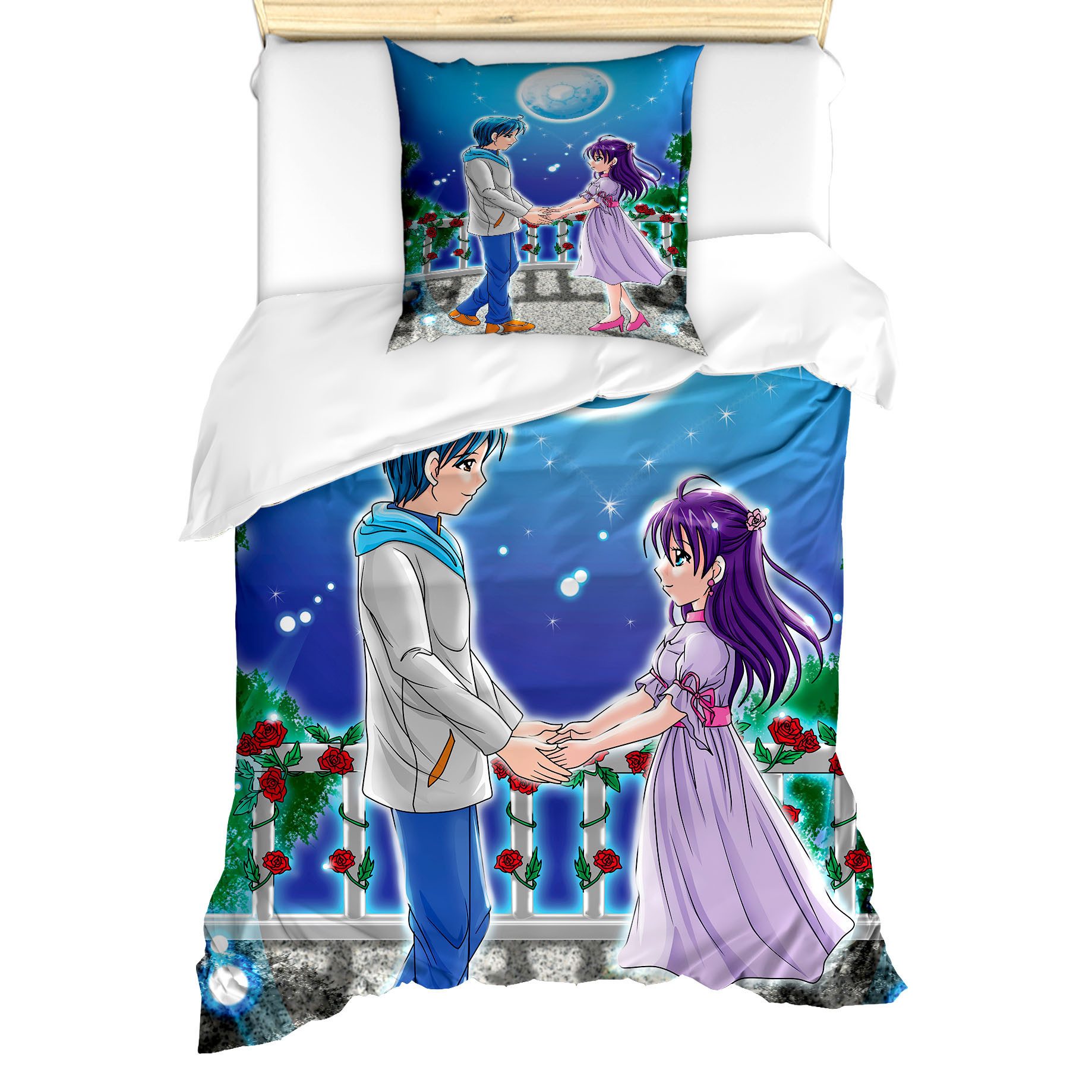 Abakuhaus Bettwäsche Milbensicher Allergiker geeignet mit Kissenbezug, Microfaser, Anime Romantisches Manga Paar