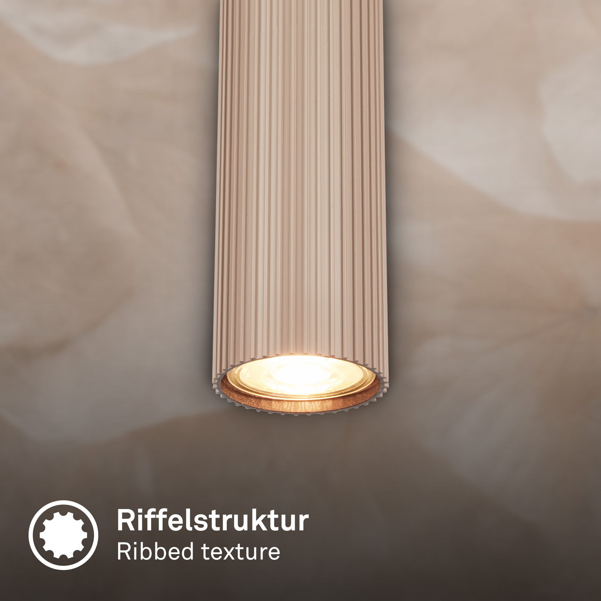 Briloner Leuchten LED Pendelleuchte Hängelampe Höhenverstellbar GU10 Riffle-Optik, 4-Flammig, ohne Leuchtmittel, Abhängig vom Leuchtmittel, 20x120 cm, Esszimmer, Esstisch, Wohnzimmer