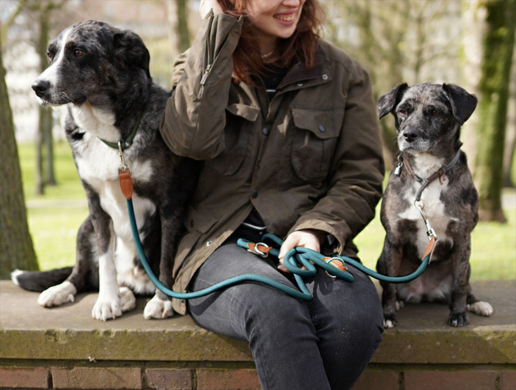 Leisegrün Hundeleine für große Hunde, 2m, 3-fach verstellbar, Nylon, Doppelleine für 2 Hunde, Führleine, Freihandleine, Kurzführer – Bild 5 von 5