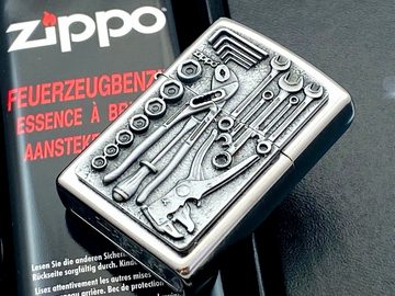 Zippo Feuerzeug ZIPPO Geschenkset Toolbox Werkzeugkasten Mechaniker Handwerk Feuerzeug (4 teiliges Set inkl. Zippo, Benzin, Feuersteine und Geschenkbox)
