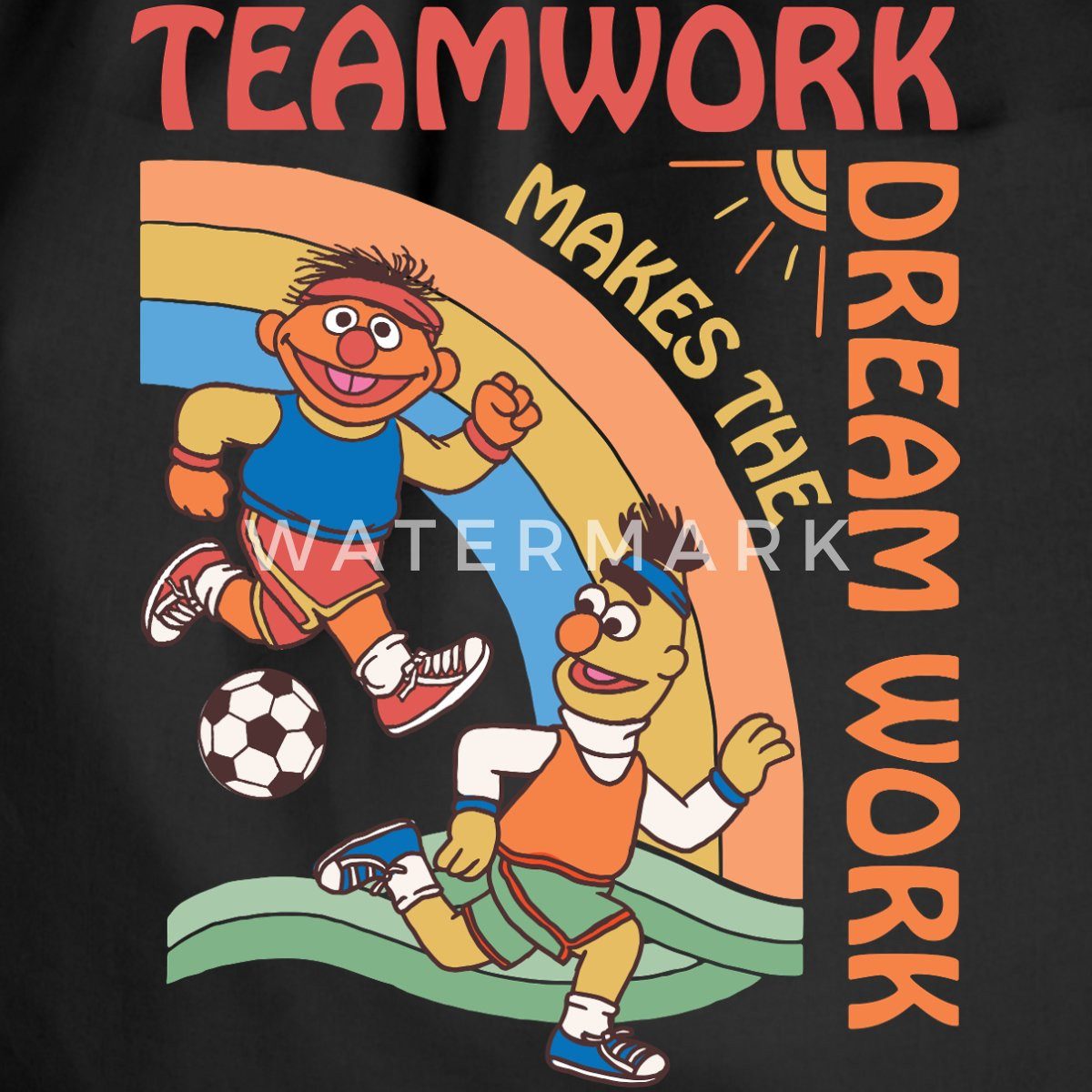 Spreadshirt Turnbeutel Sesamstraße Teamwork Makes The Dream Work Turnbeutel (1-tlg)