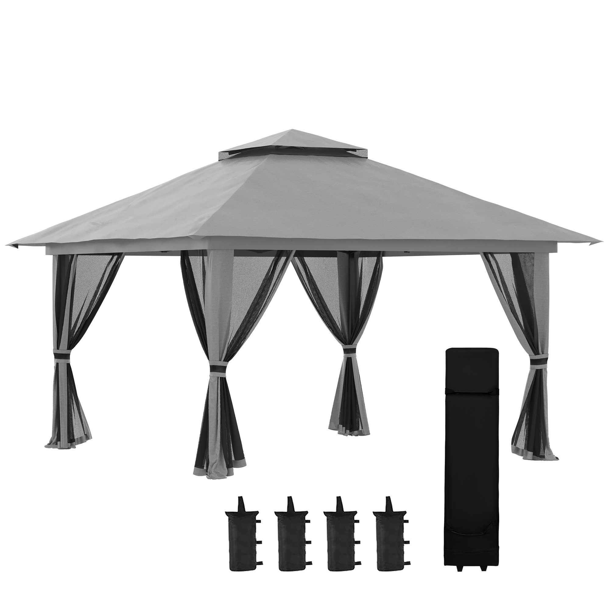 Outsunny Faltpavillon mit 4 Netzwänden, UV-Schutz, günstig online kaufen