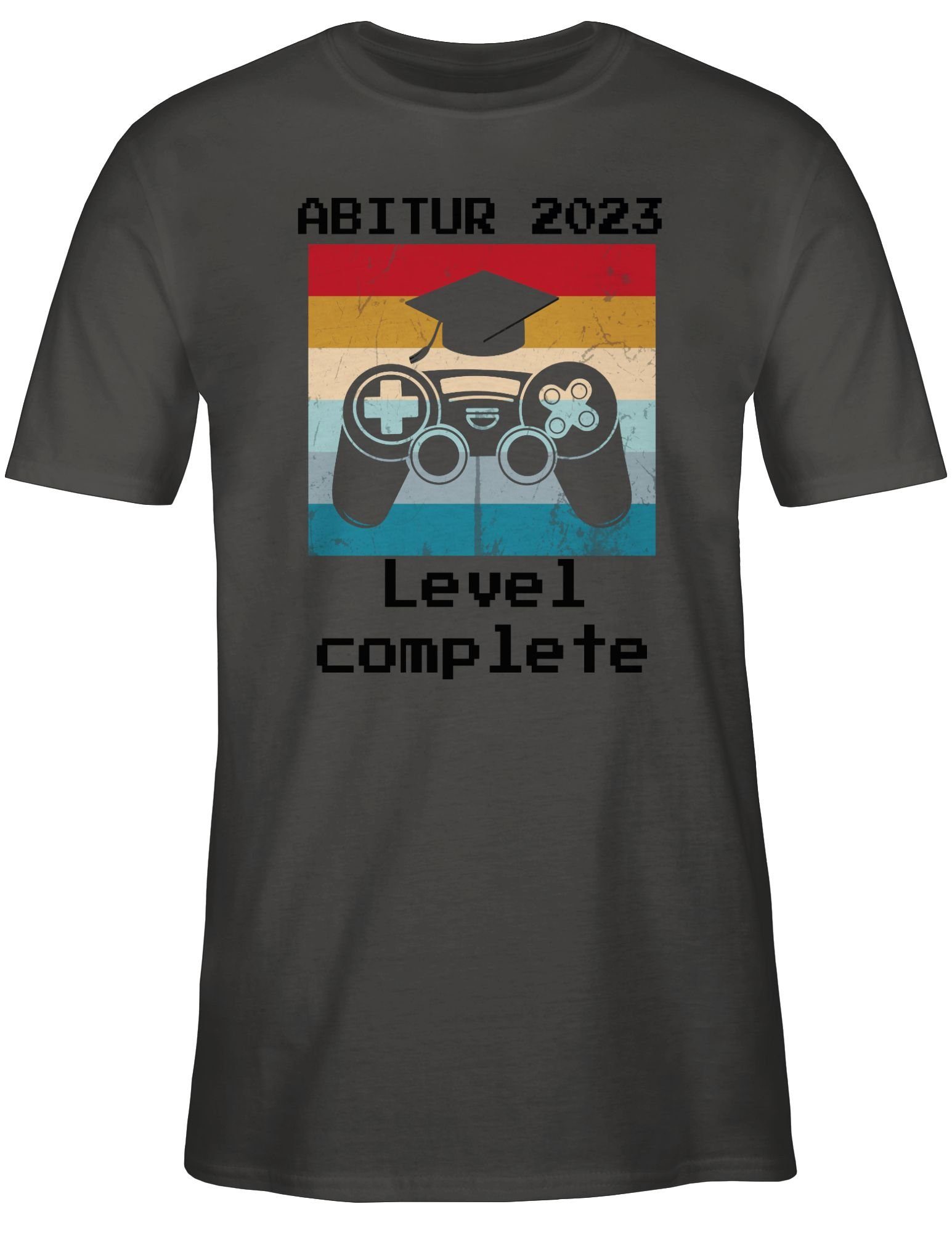 2 & Shirtracer 2024 Vintage T-Shirt Level Abitur Abschluss Complete Geschenk Dunkelgrau 2023 Abitur schwarz