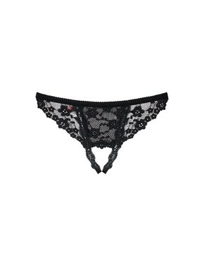 Obsessive Panty-Ouvert Ouvert-String Letica schwarz Thong mit Spitze Blumenmuster (einzel, 1-St)
