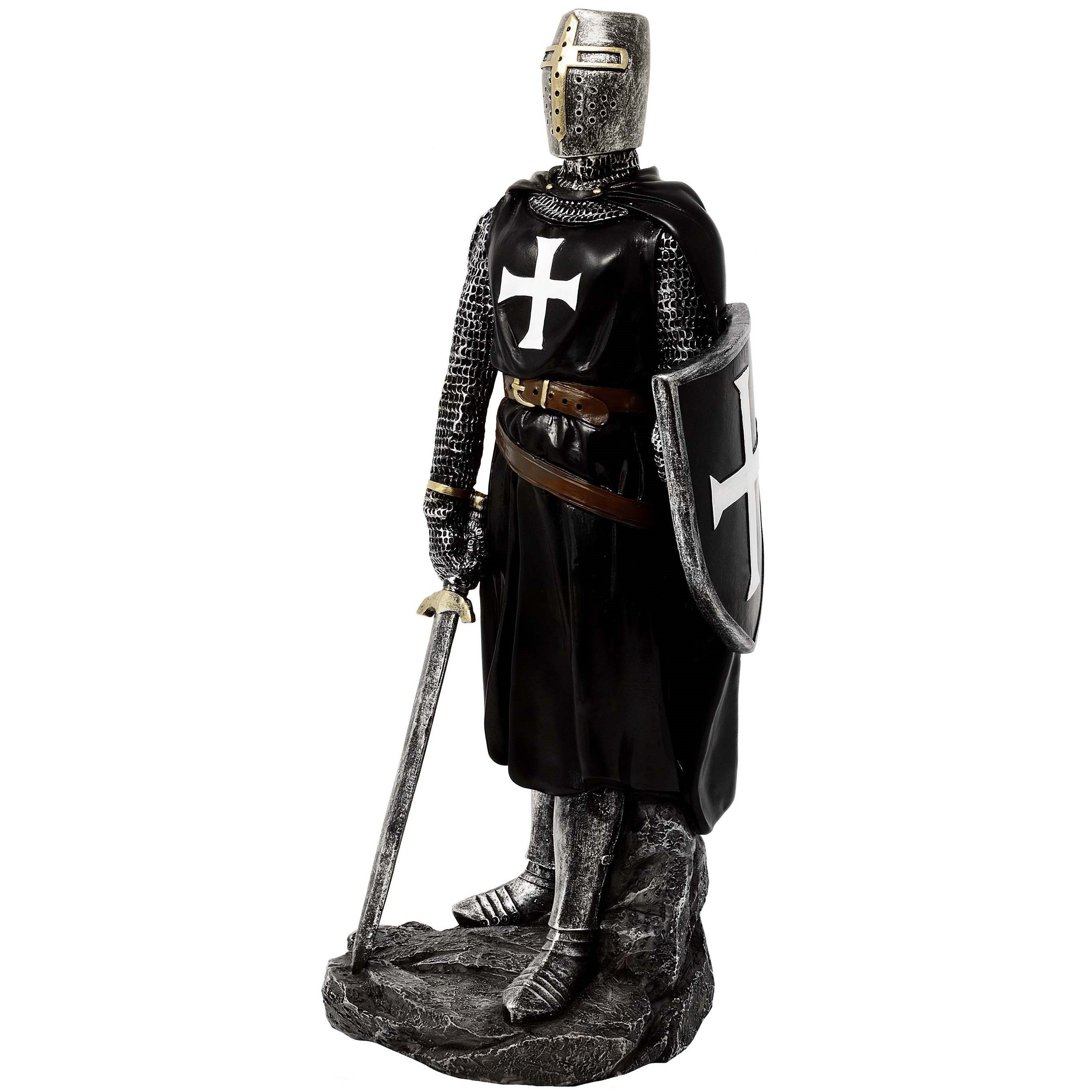 MystiCalls Dekofigur Kreuzritter stehend mit Schwert Ritter Ritterfigur schwarz Mittelalter (1 St), Sammelfigur, Sammlerfigur, Designerfigur, Dekofigur, Dekorationsobjekt