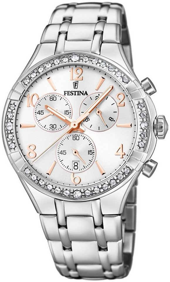 Festina Chronograph Uf392 1 Festina Damen Uhr F392 1 Edelstahl Chronograph Damen Armbanduhr Rund Edelstahlarmband Silber Online Kaufen Otto