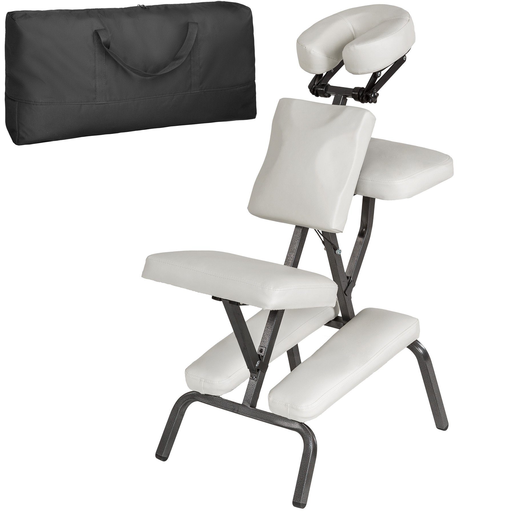 tectake Massagesessel Massagestuhl aus Kunstleder, einstellbar, gepolsterter Sitz weiß