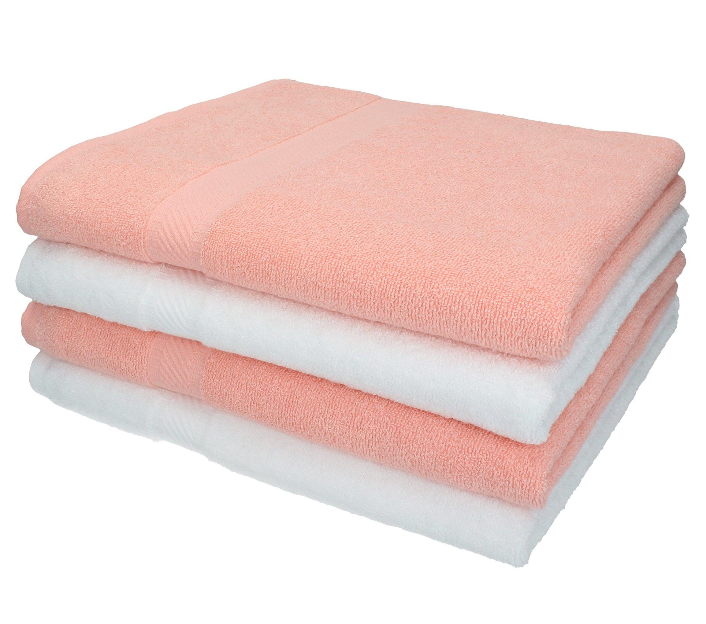 Betz Duschtücher 4 Stück Duschtücher Palermo 100% Baumwolle Duschtuch-Set Farbe weiß und apricot, 100% Baumwolle | Badetücher