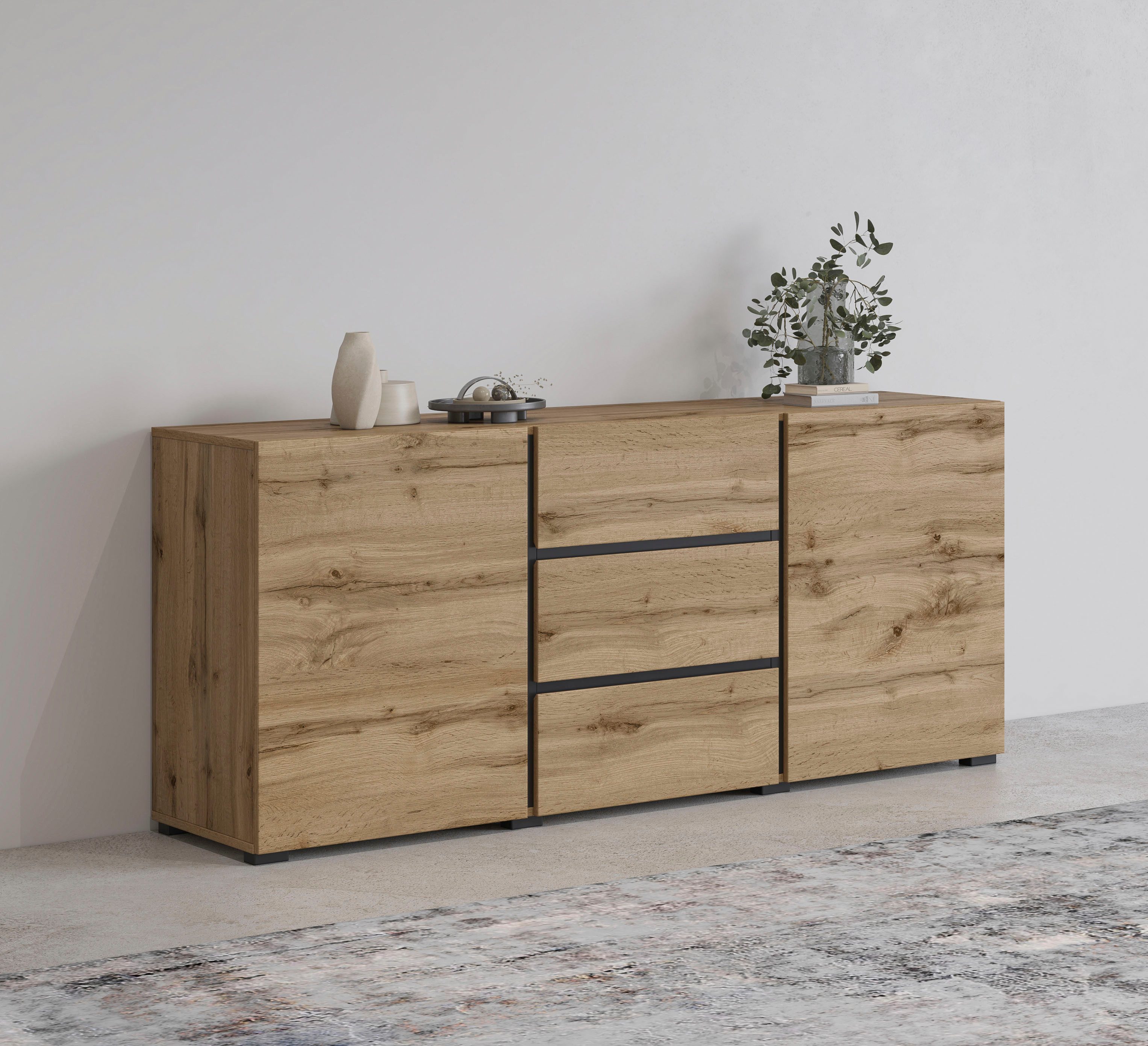 INOSIGN Sideboard Cross, Breite 150 cm, moderne grifflose Kommode, 2Türen/3 günstig online kaufen