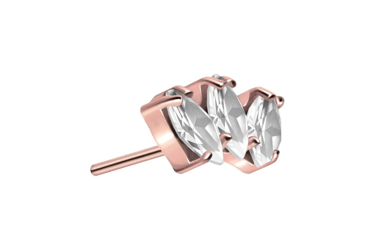 Piercing-Set Titan Aufsatz mit Push Pin 3 KRISTALLTROPFEN