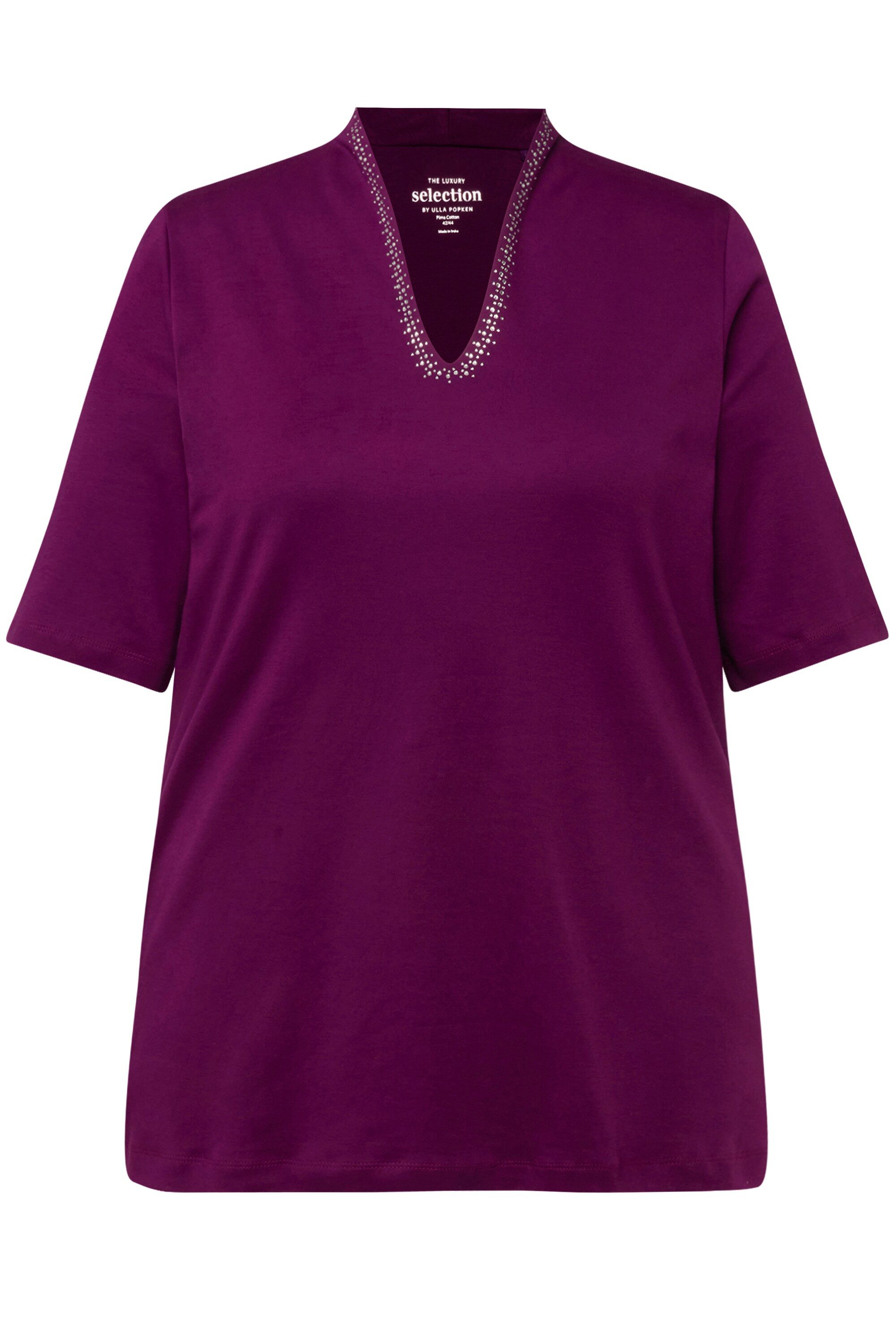 Ulla Popken T-Shirt T-Shirt A-Linie Kelchkragen günstig online kaufen