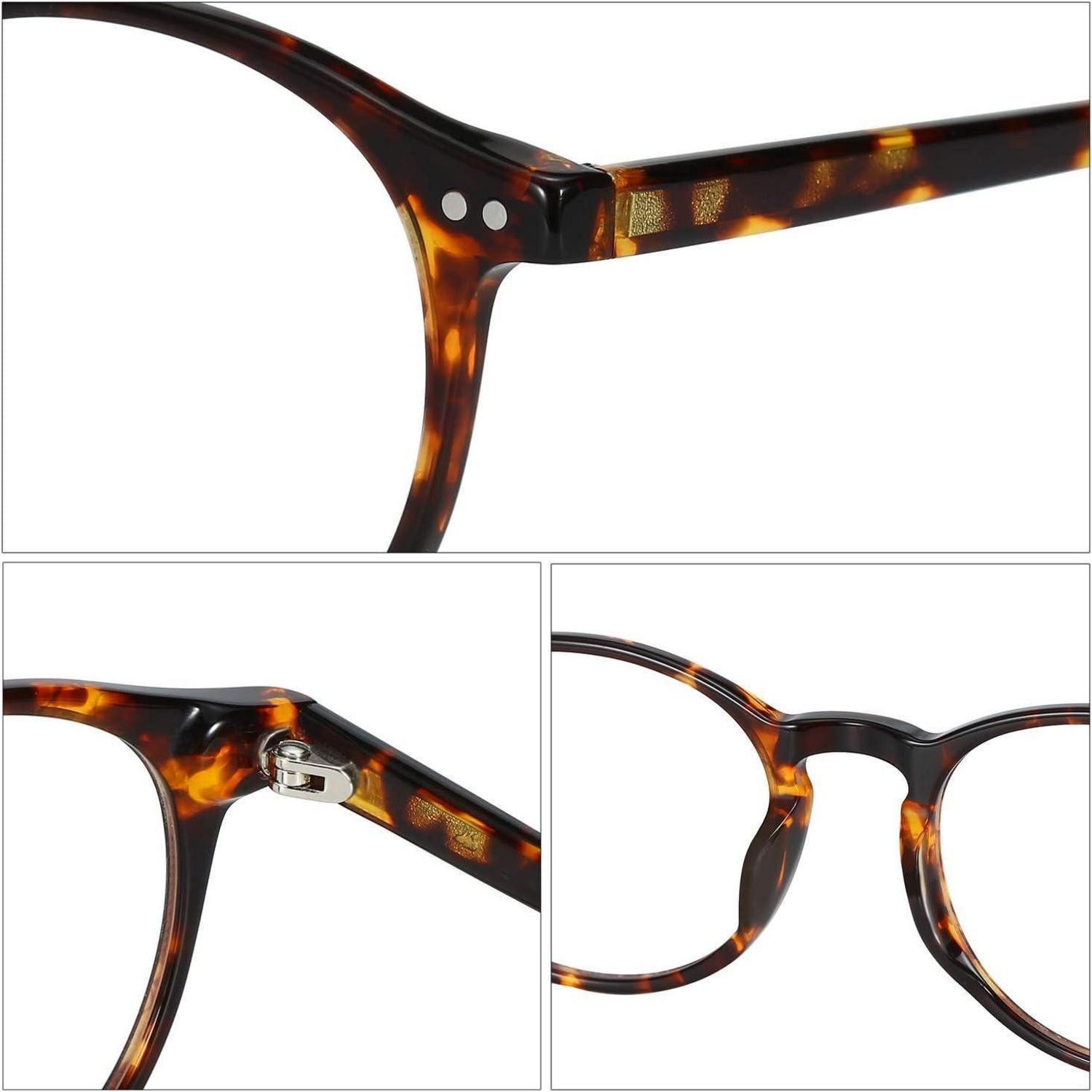 LuxusKollektion Brillengestell Nerdbrille Vintage Rund Klare Linse Damen Herren C2 Schildkröte