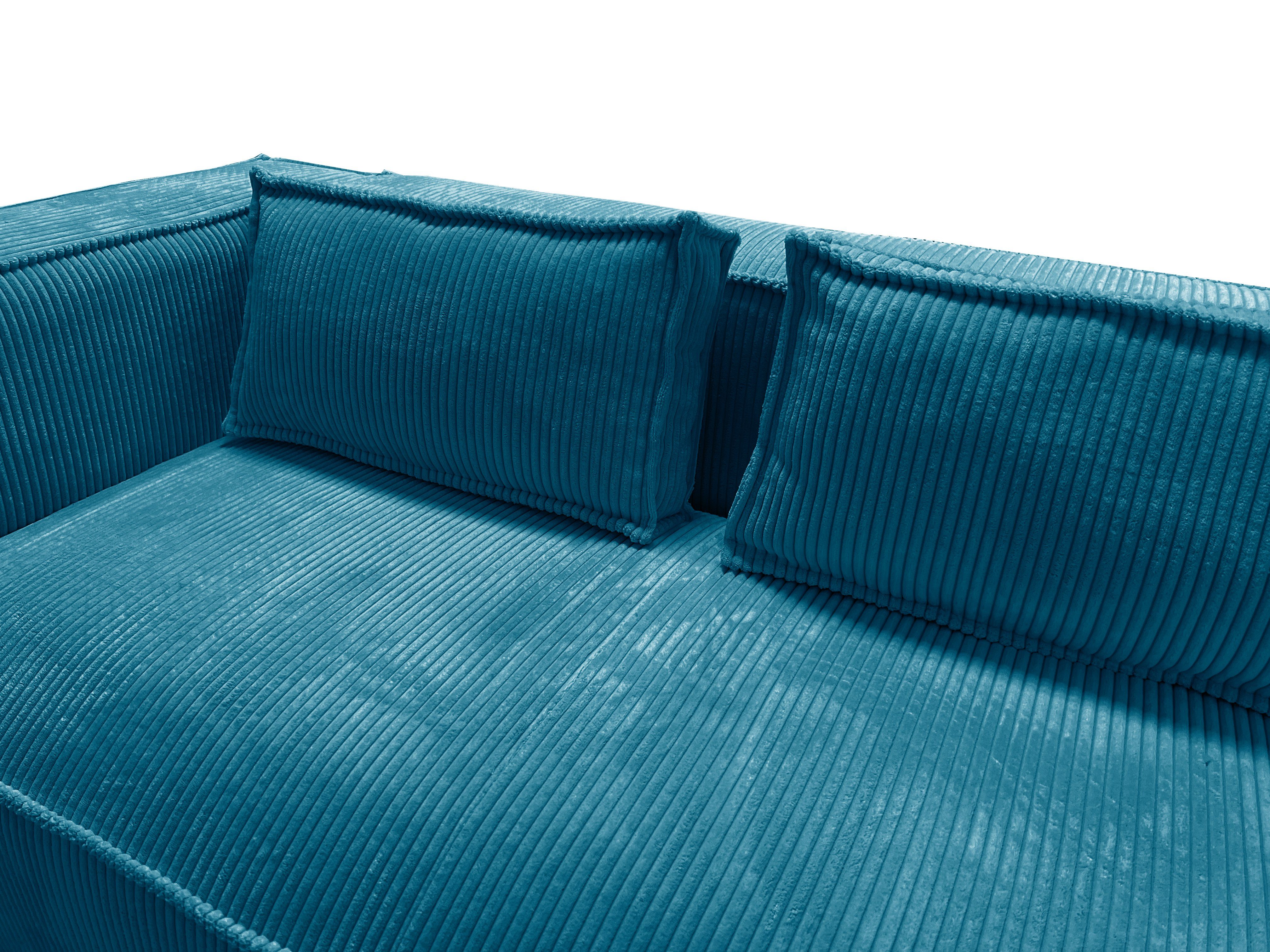 Wellenfederung Cord 3-Sitzer Renne, S-Style Möbel sofa Türkis Teile, 1 mit