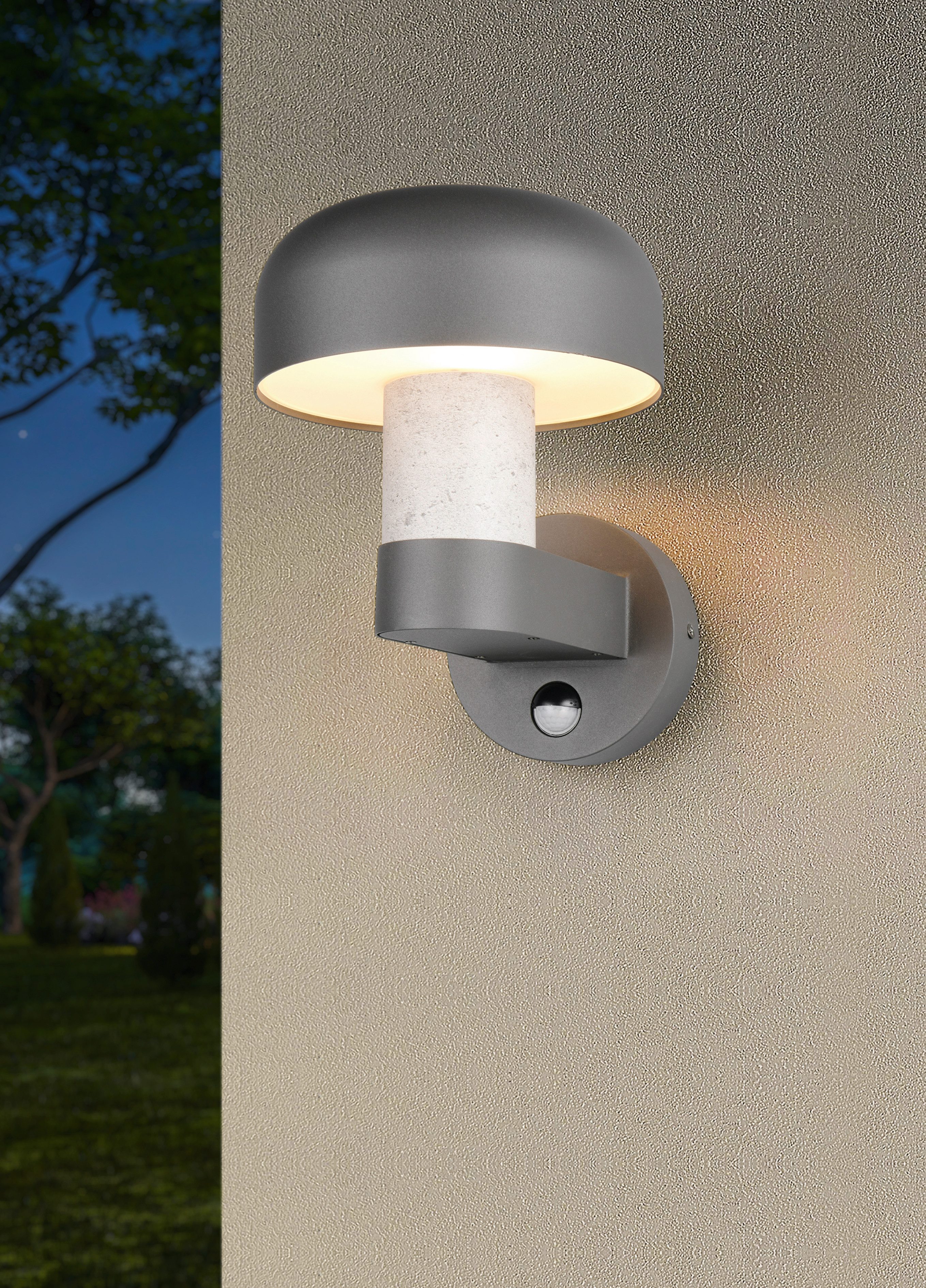 lightling Außen-Wandleuchte Asher, inkl. Bewegungssensor, ohne Leuchtmittel, Druckguss Aluminium, Wandmontage, exkl. 1 x E27 max. 10W