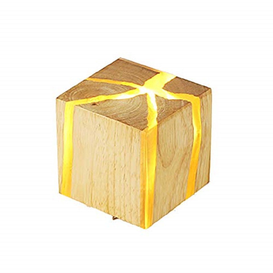 LED Wandleuchte 2 Stück Wandleuchte Cube Wandlampe Holz Retro für Wohnzimmer, Flur