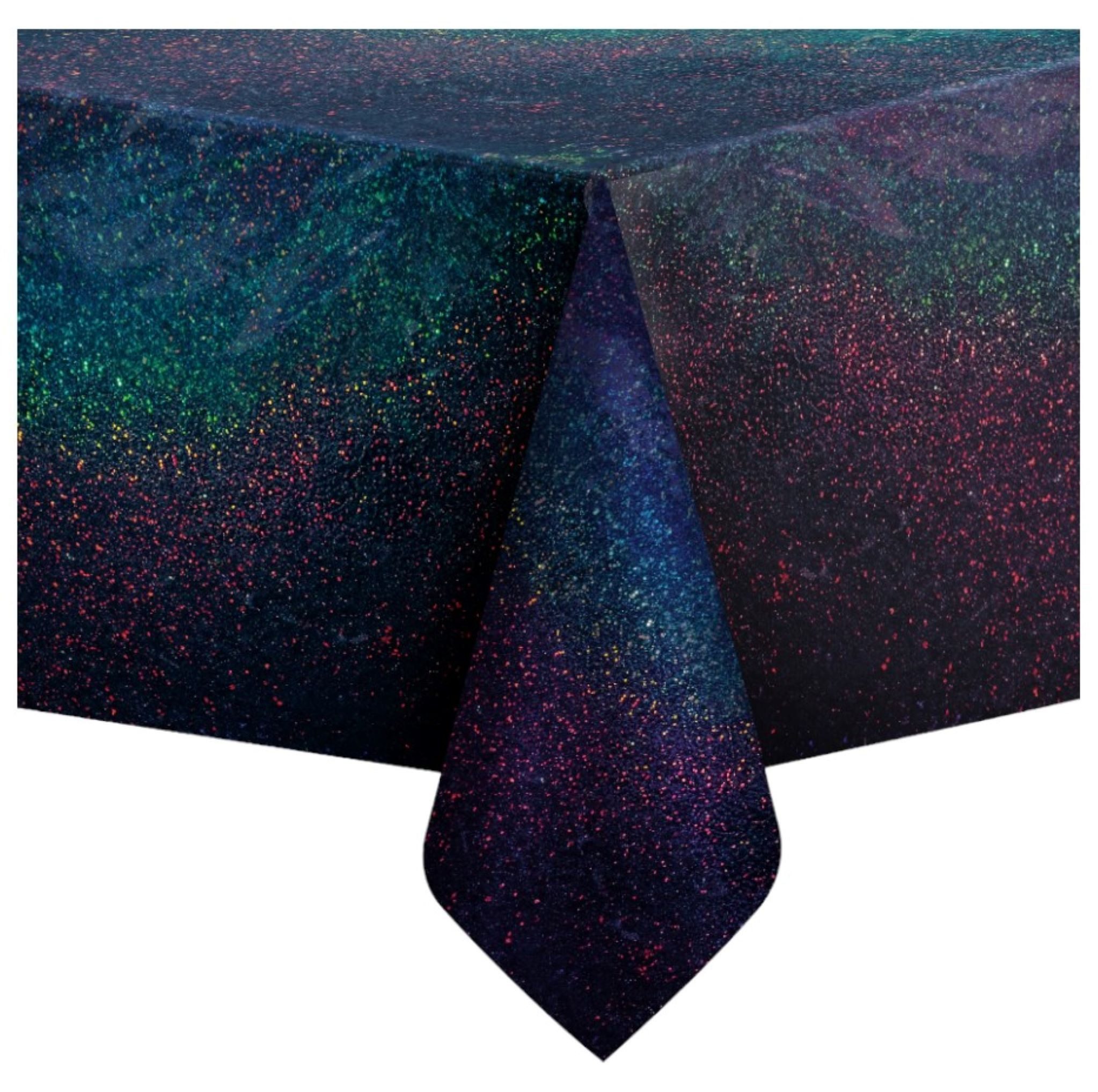 Festivalartikel Gartentischdecke Einweg-Tischdecke Schwarz-Silber Holographisch für Partys