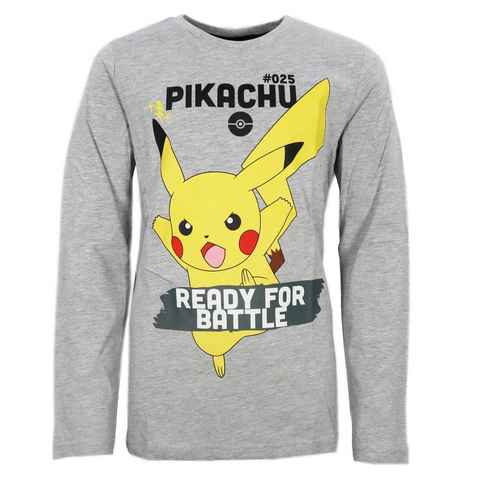 POKÉMON Langarmshirt Pokemon Pikachu Jungen langarm T-Shirt Gr. 140 bis 164