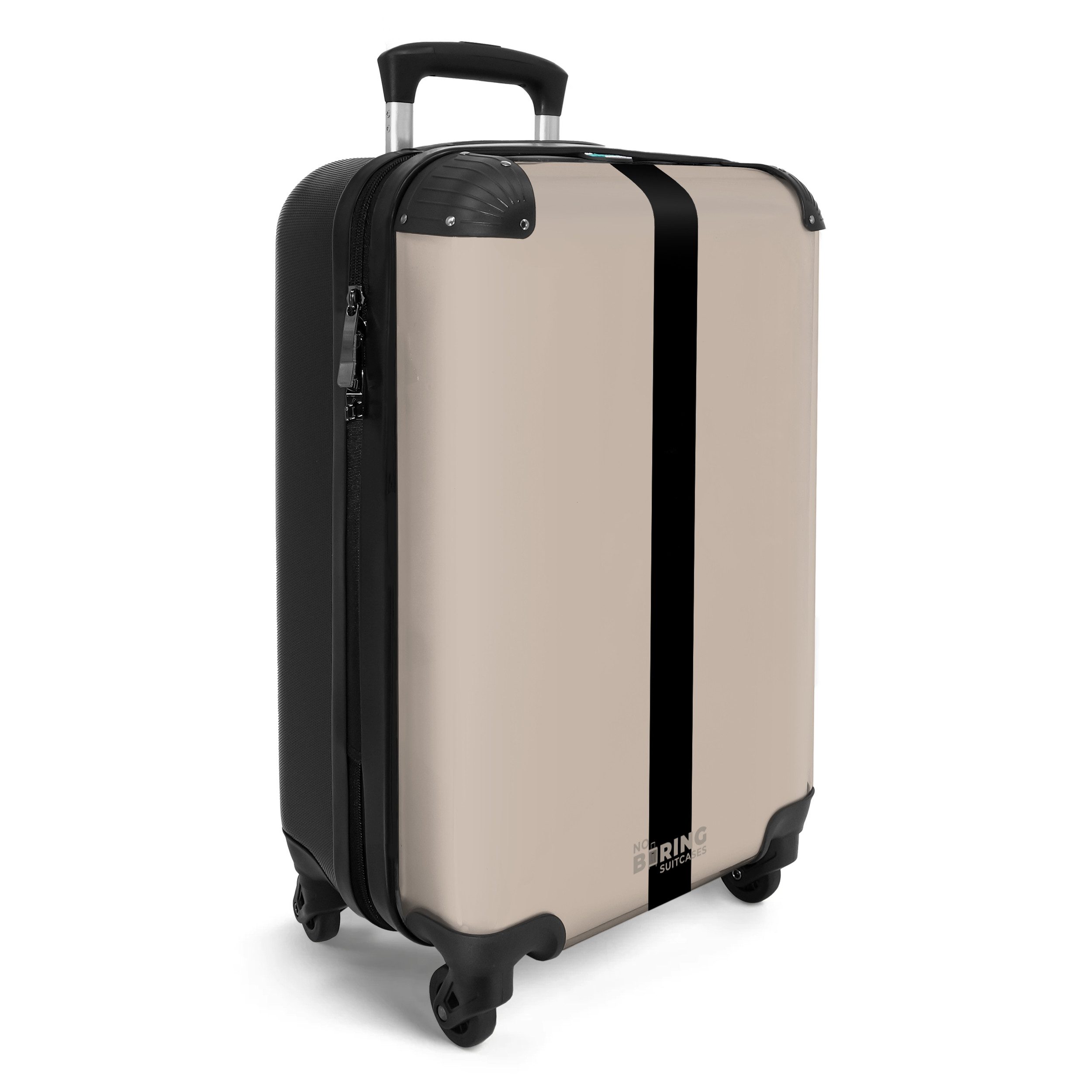 NoBoringSuitcases.com© Hartschalen-Trolley Beige mit schwarzem Streifen günstig online kaufen