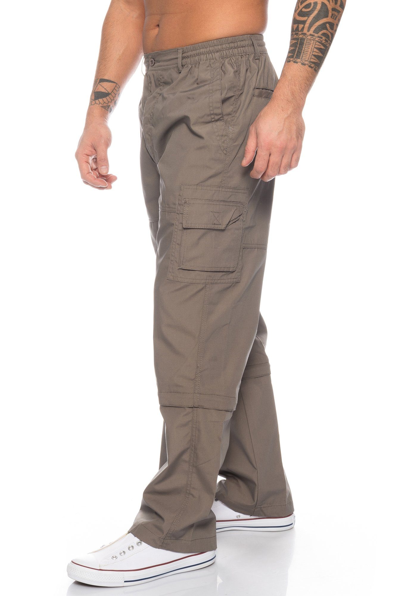 BENK Cargohose Herren Cargo Hose Cargo Pants Unifarbe Arbeitshose Cargohose Dehnbund Camel