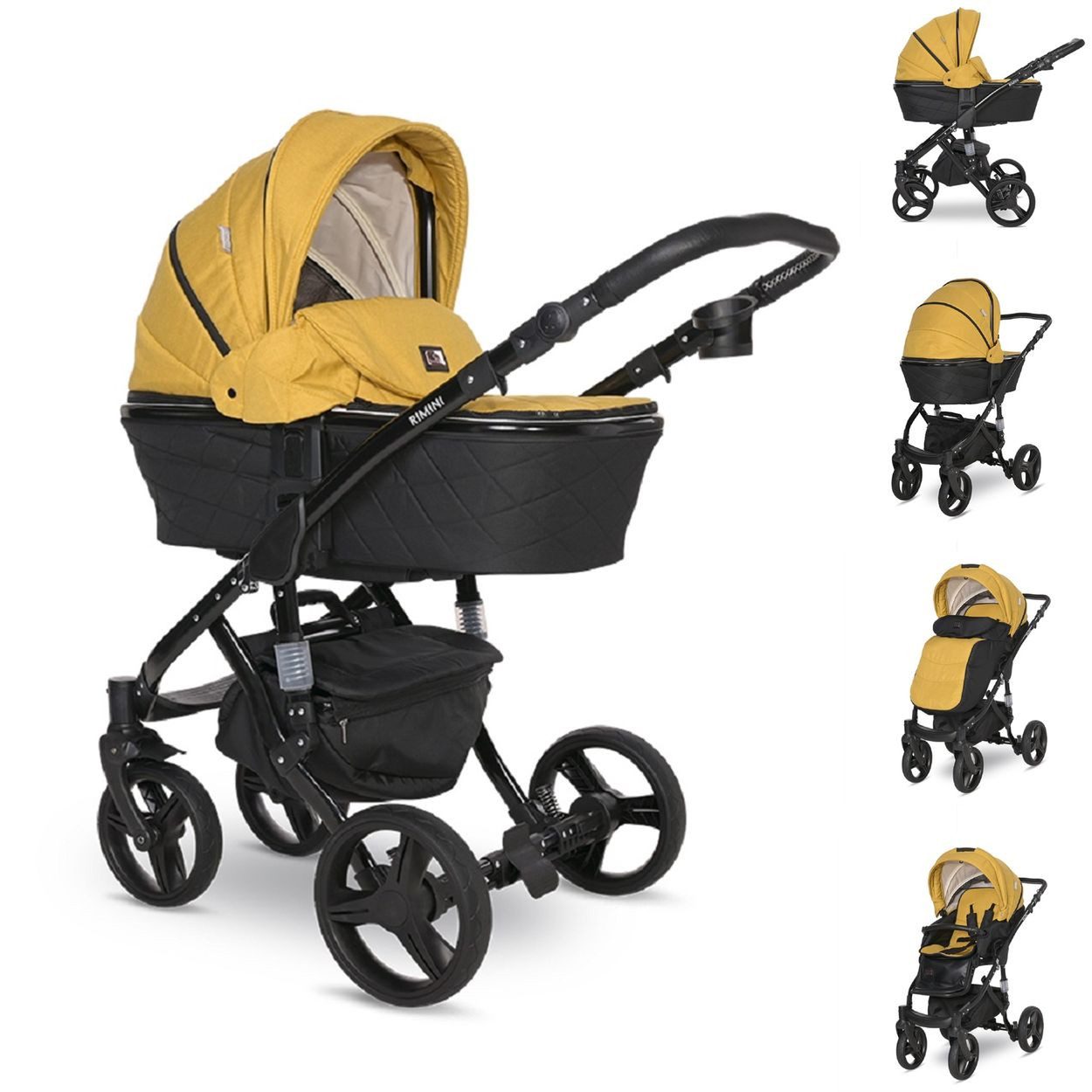 Lorelli Kombi-Kinderwagen Kombikinderwagen Rimini Premium, Sportsitz Tragewanne Moskitonetz verstellbar
