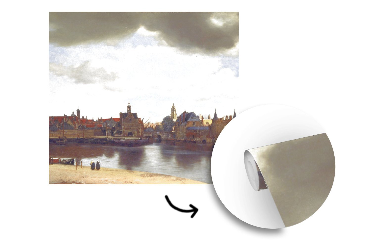 für Wandtapete (5 MuchoWow Tapete Wohnzimmer St), Delft Johannes Matt, von oder Schlafzimmer, bedruckt, Fototapete Ansicht Vinyl Vermeer, -