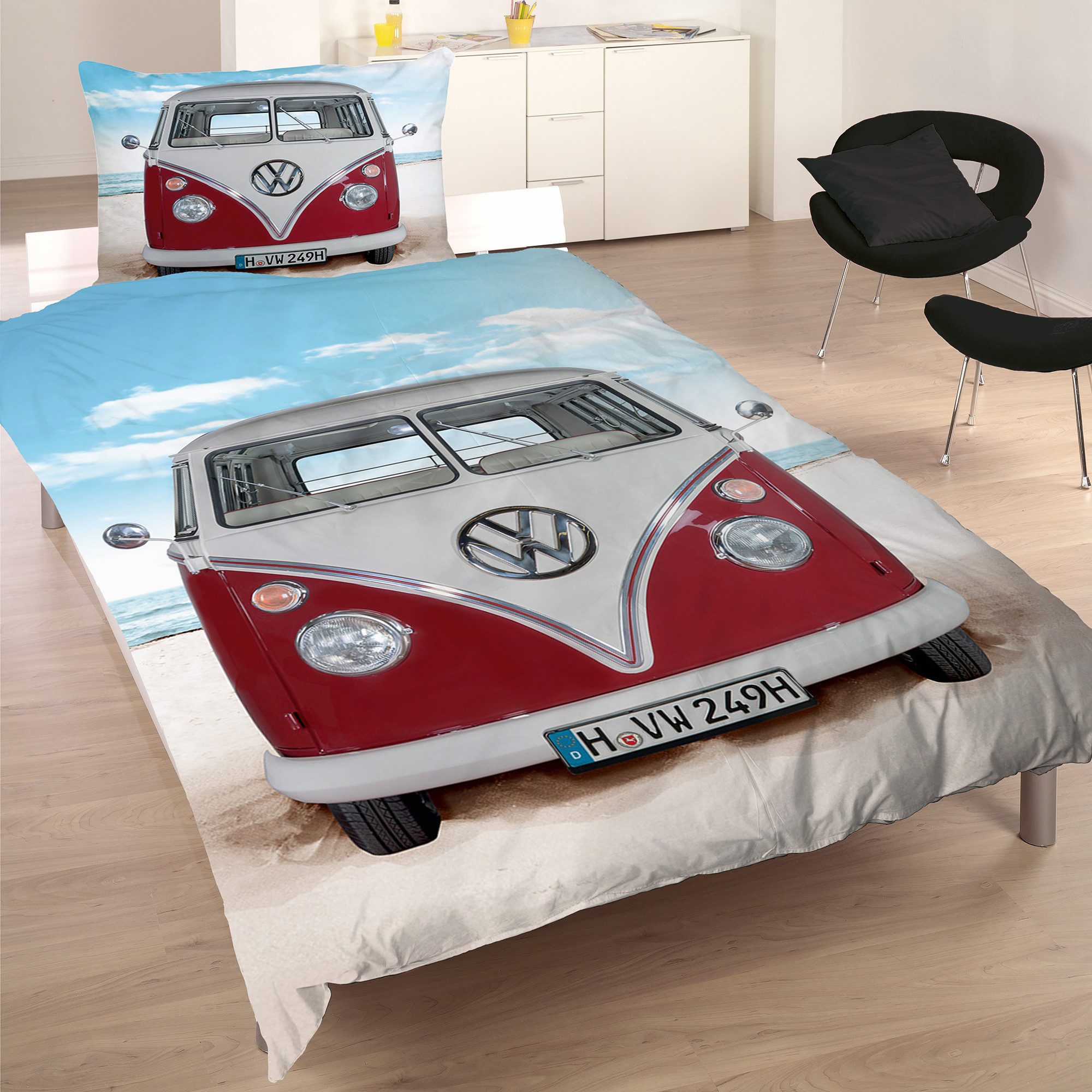 BERONAGE Wendebettwäsche VW Volkswagen Bulli Beach 089 Bettwäsche Linon / R günstig online kaufen