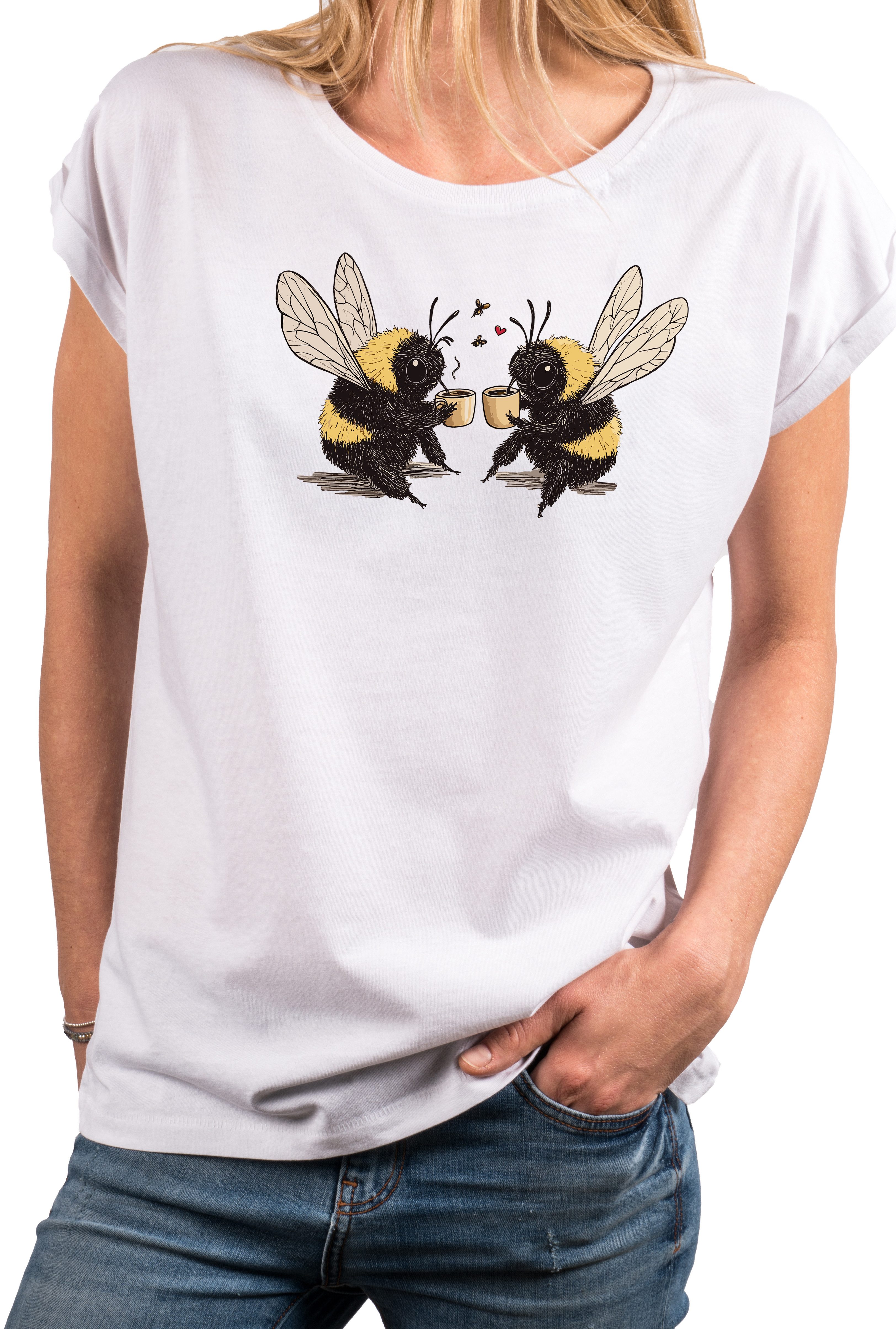 T-Shirt Damenshirt Lustige Tiere – Kaffee Hummel, Sommer-Top